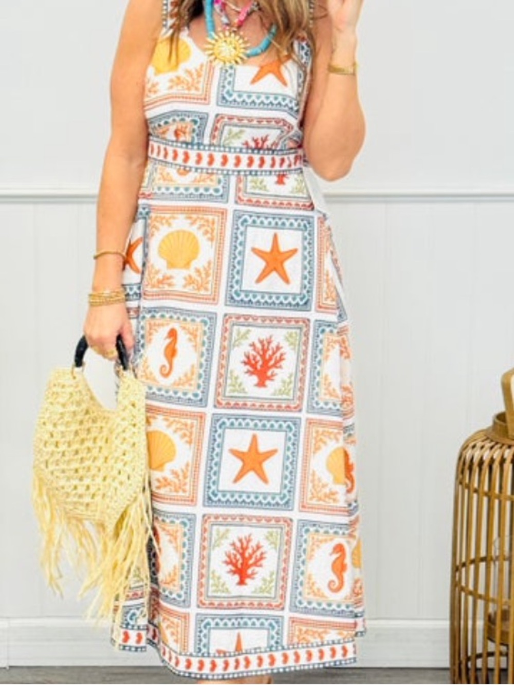 Sea life tie strap midi dress - Picture 7 of 7